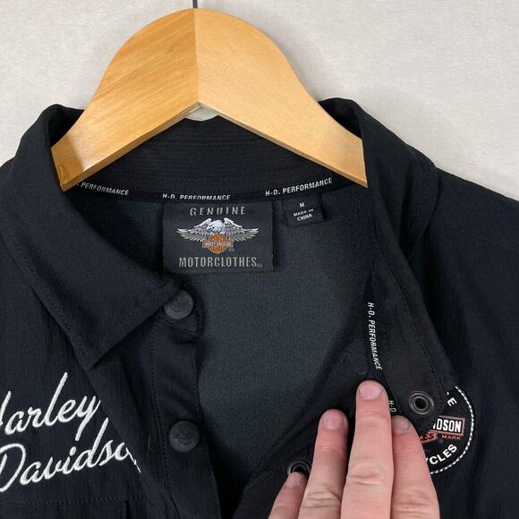 Harley Davidson Performance Fast Dry Vented classic Shirt black women's medium - Picture 7 of 12